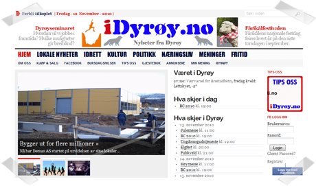 Faksimile av nettavisen iDyr&oslash;y