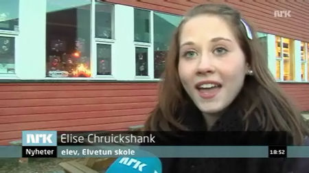 Elise Chruickshank blir intervjuet av NRK Nordnytt