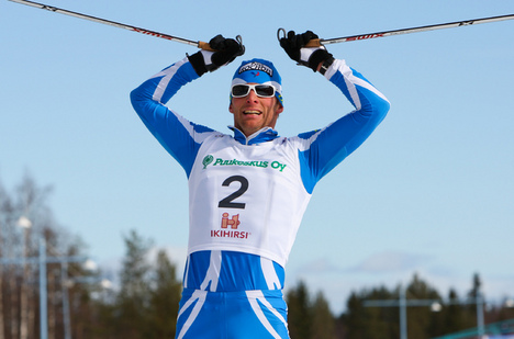 10.04.2011, Rovaniemi, Finland (FIN): the winner Jean Marc Gaillard (FRA), Fischer, Swix, Rottefella, One Way - Tour de Barents 2011, Ounasvaara Climb Pursuit, Rovaniemi (FIN). www.nordicfocus.com. © Laiho/NordicFocus. Every downloaded picture is fee-li