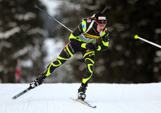 02.02.2012, Holmenkollen, Norway (NOR): Alexis Boeuf (FRA), Salomon, Swix, OneWay - IBU world cup biathlon, sprint men, Holmenkollen (NOR). www.nordicfocus.com. Â© Laiho/NordicFocus. Every downloaded picture is fee-liable.