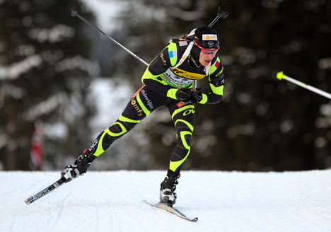 02.02.2012, Holmenkollen, Norway (NOR): Alexis Boeuf (FRA), Salomon, Swix, OneWay - IBU world cup biathlon, sprint men, Holmenkollen (NOR). www.nordicfocus.com. Â© Laiho/NordicFocus. Every downloaded picture is fee-liable.