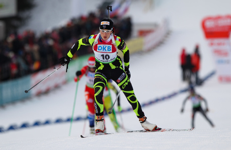 04.02.2012, Holmenkollen, Norway (NOR): Marie Laure Brunet (FRA), Rossignol, Rottefella, Swix - IBU world cup biathlon, pursuit women, Holmenkollen (NOR). www.nordicfocus.com. Â© Laiho/NordicFocus. Every downloaded picture is fee-liable.