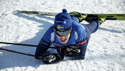 HEMMAÅKAREN Marcus Fredriksson kunde inte försvara sitt distansguld från ifjol, men Lycksele-åkaren vann downhilltävlingen och var två gånger fyra på USM. Foto: KJELL-ERIK KRISTIANSEN