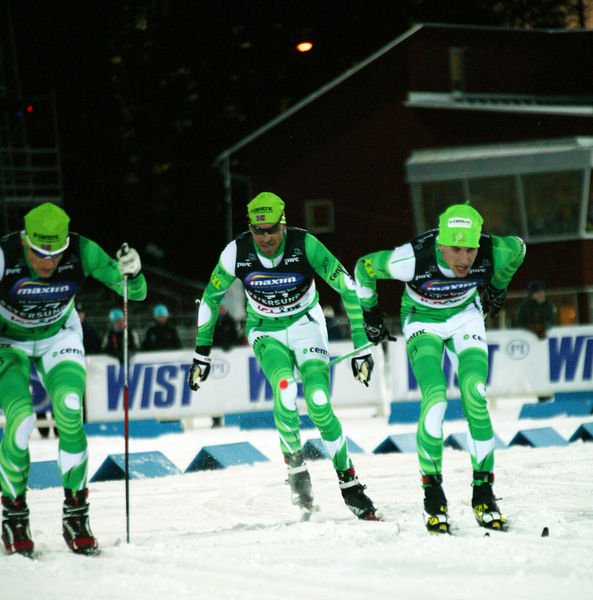 TEAM CENTRIC i gröna dräkter också den här säsongen, som föregångaren Xtra personell. Fr v: Jerry Ahrlin, Anders Aukland och Stian Remseth Andresen. Foto: MARCELA HAVLOVA