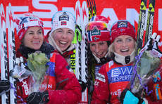08.12.2013, Lillehammer, Norway (NOR): (l-r) Heidi Weng (NOR), Madshus, Swix, Alpina, Rottefella, Kristin Steira (NOR), Madshus, One Way, Salomon, Swix, Marit Bjoergen (NOR), Fischer, Swix, Rottefella and Therese Johaug (NOR), Fischer, Swix, Rottefella- NordicFocus 08.12.2013, Lillehammer, Norway (NOR): (l-r) Heidi Weng (NOR), Madshus, Swix, Alpina, Rottefella, Kristin Steira (NOR), Madshus, One Way, Salomon, Swix, Marit Bjoergen (NOR), Fischer, Swix, Rottefella and Therese Johaug (NOR), Fischer, Swix, Rottefella-