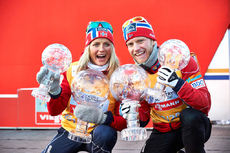 16.03.2014, Falun, Sweden (SWE): Therese Johaug (NOR), Martin Johnsrud Sundby (NOR), (l-r)- FIS world cup cross-country, 15km men handicap start, Falun (SWE). www.nordicfocus.com. © Felgenhauer/NordicFocus. Every downloaded picture is fee-liable. NordicFocus 16.03.2014, Falun, Sweden (SWE): Therese Johaug (NOR), Martin Johnsrud Sundby (NOR), (l-r)- FIS world cup cross-country, 15km men handicap start, Falun (SWE). www.nordicfocus.com. © Felgenhauer/NordicFocus. Every downloaded picture is fee-liable.