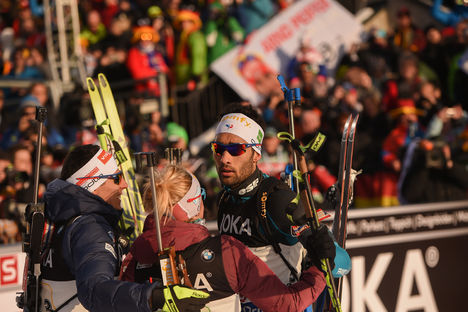 09.02.2017, Hochfilzen, Austria (AUT):Quentin Fillon Maillet (FRA), Martin Fourcade (FRA) - IBU world championships biathlon, relay mixed, Hochfilzen (AUT). www.nordicfocus.com. © NordicFocus. Every downloaded picture is fee-liable. NordicFocus 09.02.2017, Hochfilzen, Austria (AUT):Quentin Fillon Maillet (FRA), Martin Fourcade (FRA) - IBU world championships biathlon, relay mixed, Hochfilzen (AUT). www.nordicfocus.com. © NordicFocus. Every downloaded picture is fee-liable.