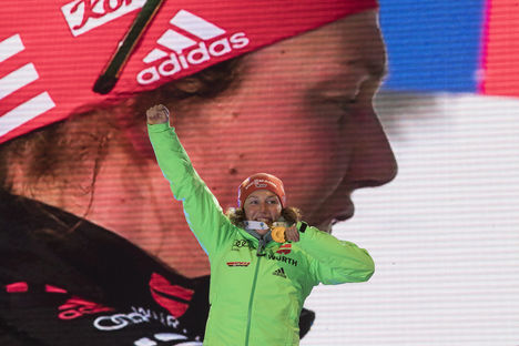 12.02.2017, Hochfilzen, Austria (AUT):Laura Dahlmeier (GER) - IBU world championships biathlon, medals, Hochfilzen (AUT). www.nordicfocus.com. © NordicFocus. Every downloaded picture is fee-liable. NordicFocus 12.02.2017, Hochfilzen, Austria (AUT):Laura Dahlmeier (GER) - IBU world championships biathlon, medals, Hochfilzen (AUT). www.nordicfocus.com. © NordicFocus. Every downloaded picture is fee-liable.