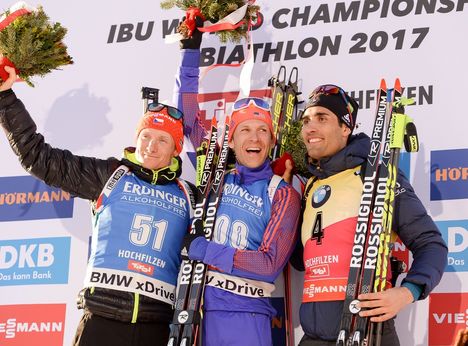 16.02.2017, Hochfilzen, Austria (AUT):Martin Fourcade (FRA), Ondrej Moravec (CZE), Martin Fourcade (FRA) - IBU world championships biathlon, individual men, Hochfilzen (AUT). www.nordicfocus.com. © NordicFocus. Every downloaded picture is fee-liable. NordicFocus 16.02.2017, Hochfilzen, Austria (AUT):Martin Fourcade (FRA), Ondrej Moravec (CZE), Martin Fourcade (FRA) - IBU world championships biathlon, individual men, Hochfilzen (AUT). www.nordicfocus.com. © NordicFocus. Every downloaded picture is fee-liable.