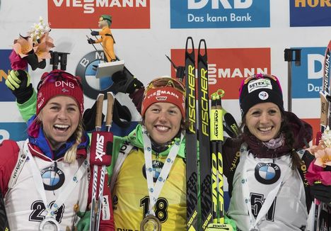 02.03.2017, Pyeong Chang, Korea (KOR):Tiril Eckhoff (NOR), Laura Dahlmeier (GER), Anais Chevalier (FRA), (l-r) - IBU world cup biathlon, sprint women, Pyeong Chang (KOR). www.nordicfocus.com. © Manzoni/NordicFocus. Every downloaded picture is fee-liabl NordicFocus 02.03.2017, Pyeong Chang, Korea (KOR):Tiril Eckhoff (NOR), Laura Dahlmeier (GER), Anais Chevalier (FRA), (l-r) - IBU world cup biathlon, sprint women, Pyeong Chang (KOR). www.nordicfocus.com. © Manzoni/NordicFocus. Every downloaded picture is fee-liabl