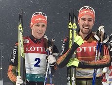 05.02.2017, Pyeong Chang, Korea (KOR):Eric Frenzel (GER), Johannes Rydzek (GER), Mario Seidl (AUT), l-r - FIS world cup nordic combined, individual gundersen HS140/10km, Pyeong Chang (KOR). www.nordicfocus.com. © Tegethof/NordicFocus. Every downloaded p NordicFocus 05.02.2017, Pyeong Chang, Korea (KOR):Eric Frenzel (GER), Johannes Rydzek (GER), Mario Seidl (AUT), l-r - FIS world cup nordic combined, individual gundersen HS140/10km, Pyeong Chang (KOR). www.nordicfocus.com. © Tegethof/NordicFocus. Every downloaded p