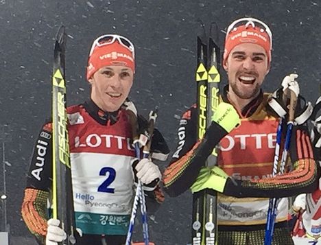 05.02.2017, Pyeong Chang, Korea (KOR):Eric Frenzel (GER), Johannes Rydzek (GER), Mario Seidl (AUT), l-r - FIS world cup nordic combined, individual gundersen HS140/10km, Pyeong Chang (KOR). www.nordicfocus.com. © Tegethof/NordicFocus. Every downloaded p NordicFocus 05.02.2017, Pyeong Chang, Korea (KOR):Eric Frenzel (GER), Johannes Rydzek (GER), Mario Seidl (AUT), l-r - FIS world cup nordic combined, individual gundersen HS140/10km, Pyeong Chang (KOR). www.nordicfocus.com. © Tegethof/NordicFocus. Every downloaded p