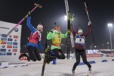 04.03.2017, Pyeong Chang, Korea (KOR):Kaisa Makarainen (FIN), Laura Dahlmeier (GER), Anais Bescond (FRA), (l-r) - IBU world cup biathlon, pursuit women, Pyeong Chang (KOR). www.nordicfocus.com. © Manzoni/NordicFocus. Every downloaded picture is fee-lia NordicFocus 04.03.2017, Pyeong Chang, Korea (KOR):Kaisa Makarainen (FIN), Laura Dahlmeier (GER), Anais Bescond (FRA), (l-r) - IBU world cup biathlon, pursuit women, Pyeong Chang (KOR). www.nordicfocus.com. © Manzoni/NordicFocus. Every downloaded picture is fee-lia