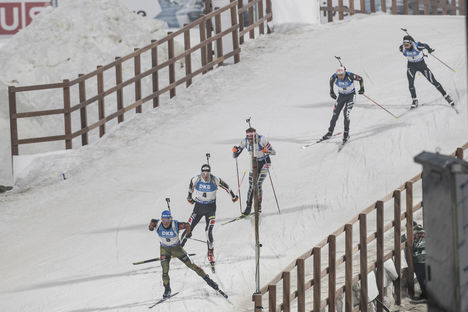 04.03.2017, Pyeong Chang, Korea (KOR):Erik Lesser (GER), Dominik Landertinger (AUT), Simon Eder (AUT), Dominik Windisch (ITA), Serafin Wiestner (SUI), (l-r) - IBU world cup biathlon, pursuit men, Pyeong Chang (KOR). www.nordicfocus.com. © Manzoni/Nordi NordicFocus 04.03.2017, Pyeong Chang, Korea (KOR):Erik Lesser (GER), Dominik Landertinger (AUT), Simon Eder (AUT), Dominik Windisch (ITA), Serafin Wiestner (SUI), (l-r) - IBU world cup biathlon, pursuit men, Pyeong Chang (KOR). www.nordicfocus.com. © Manzoni/Nordi
