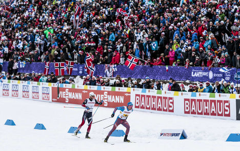 03.03.2017, Lahti, Finland (FIN):Alexey Chervotkin (RUS), Martin Johnsrud Sundby (NOR), (l-r) - FIS nordic world ski championships, cross-country, 4x10km men, Lahti (FIN). www.nordicfocus.com. © Modica/NordicFocus. Every downloaded picture is fee-liabl ModicaNordicFocus 03.03.2017, Lahti, Finland (FIN):Alexey Chervotkin (RUS), Martin Johnsrud Sundby (NOR), (l-r) - FIS nordic world ski championships, cross-country, 4x10km men, Lahti (FIN). www.nordicfocus.com. © Modica/NordicFocus. Every downloaded picture is fee-liabl