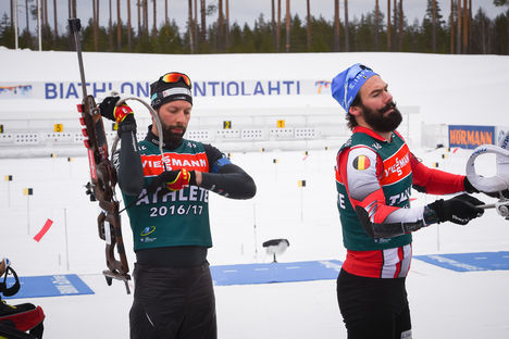 09.03.2017, Kontiolahti, Finland (FIN):Michael Roesch (BEL), Serafin Wiestner (SUI) - IBU world cup biathlon, training, Kontiolahti (FIN). www.nordicfocus.com. © Tumashov/NordicFocus. Every downloaded picture is fee-liable. NordicFocus 09.03.2017, Kontiolahti, Finland (FIN):Michael Roesch (BEL), Serafin Wiestner (SUI) - IBU world cup biathlon, training, Kontiolahti (FIN). www.nordicfocus.com. © Tumashov/NordicFocus. Every downloaded picture is fee-liable.