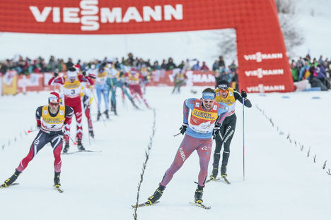 NordicFocus 03.01.2017, Oberstdorf, Germany (GER):Sergey Ustiugov (RUS), Martin Johnsrud Sundby (NOR), Dario Cologna (SUI), (l-r) - FIS world cup cross-country, tour de ski, skiathlon men, Oberstdorf (GER). www.nordicfocus.com. © Modica/NordicFocus. Every download