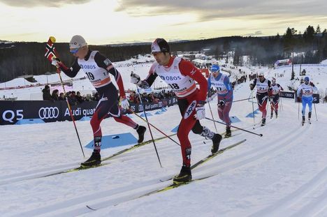 NordicFocus 04.12.2016, Lillehammer, Norway (NOR):Keishin Yoshida (JPN), MartinLoewstroem Nyenget (NOR) - FIS world cup cross-country, pursuit men, Lillehammer (NOR). www.nordicfocus.com. © THIBAUT/NordicFocus. Every downloaded picture is fee-liable.