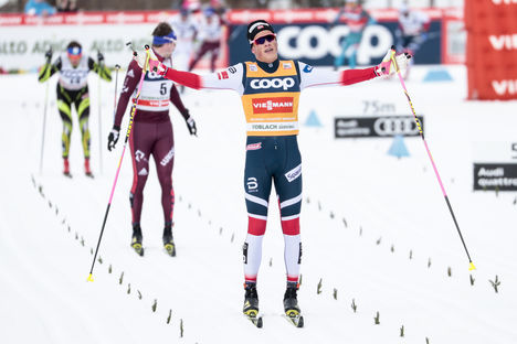 NordicFocus 17.12.2017, Toblach, Italy (ITA):Johannes Hoesflot Klaebo (NOR) - FIS world cup cross-country, pursuit men, Toblach (ITA). www.nordicfocus.com. © Modica/NordicFocus. Every downloaded picture is fee-liable.
