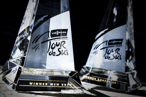 NordicFocus 08.01.2017, Val di Fiemme, Italy (ITA): Tour De Ski 1st Man and 1st Lady Trophy for the overall winner of FIS Tour de Ski - FIS world cup cross-country, tour de ski, final climb men, Val di Fiemme (ITA). www.nordicfocus.com. © Modica/NordicFocus. Every