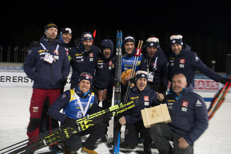 08.03.2018, Kontiolahti, Finland (FIN):Quentin Fillon Maillet (FRA), Simon Desthieux (FRA), (l-r) -  IBU world cup biathlon, sprint men, Kontiolahti (FIN). www.nordicfocus.com. © Manzoni/NordicFocus. Every downloaded picture is fee-liable.