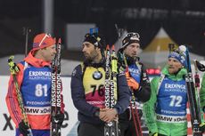 NordicFocus 03.03.2017, Pyeong Chang, Korea (KOR):Lowell Bailey (USA), Martin Fourcade (FRA), Dominik Landertinger (AUT), Erik Lesser (GER), (l-r) - IBU world cup biathlon, sprint men, Pyeong Chang (KOR). www.nordicfocus.com. © Manzoni/NordicFocus. Every downloade
