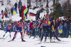 NordicFocus 14.01.2018, Ruhpolding, Germany (GER):Synnoeve Solemdal (NOR), Denise Herrmann (GER), (l-r) - IBU world cup biathlon, mass women, Ruhpolding (GER). www.nordicfocus.com. © Manzoni/NordicFocus. Every downloaded picture is fee-liable.
