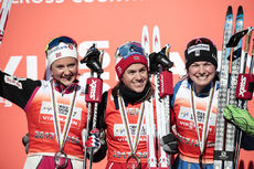 NordicFocus 18.03.2018, Falun Sweden (SWE):Ingvild Flugstad Oestberg (NOR), Heidi Weng (NOR), Jessica Diggins (USA), (l-r) - FIS world cup cross-country, pursuit women, Falun (SWE). www.nordicfocus.com. © Modica/NordicFocus. Every downloaded picture is fee-liable.