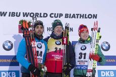 NordicFocus 14.12.2018, Hochfilzen, Austria (AUT):Martin Fourcade (FRA), Johannes Thingnes Boe (NOR), Benedikt Doll (GER), (l-r) - IBU world cup biathlon, sprint men, Hochfilzen (AUT). www.nordicfocus.com. © Manzoni/NordicFocus. Every downloaded picture is fee-liab