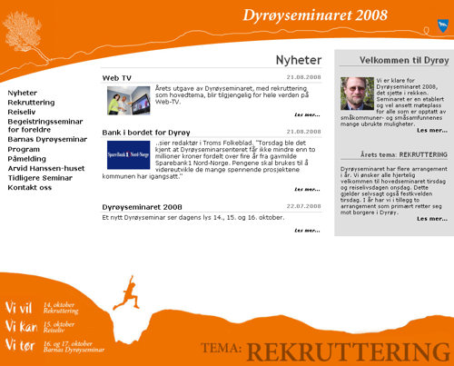 Nettside til Dyrøyseminaret 2008 Nettside til Dyrøyseminaret 2008