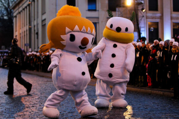23.02.2011, Oslo, Norway (NOR): the official mascots dancing before the opening ceremony - FIS nordic world ski championships, cross-country, opening ceremony, Oslo (NOR). www.nordicfocus.com. © Laiho/NordicFocus. Every downloaded picture is fee-liable. NordicFocus