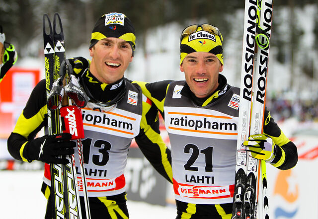 12.03.2011, Lahti, Finland (FIN): (l-r) Maurice Manificat (FRA), Fischer, Swix, Rottefella, One Way and Vincent Vittoz (FRA), Rossignol, One Way, Rottefella - FIS world cup cross-country, pursuit men, Lahti (FIN). www.nordicfocus.com. © Laiho/NordicFocu NordicFocus 12.03.2011, Lahti, Finland (FIN): (l-r) Maurice Manificat (FRA), Fischer, Swix, Rottefella, One Way and Vincent Vittoz (FRA), Rossignol, One Way, Rottefella - FIS world cup cross-country, pursuit men, Lahti (FIN). www.nordicfocus.com. © Laiho/NordicFocu