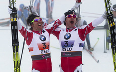 02.03.2011, Oslo, Norway (NOR): (l-r) Devon Kershaw (CAN), Fischer, Swix, Salomon, Halti and Alex Harvey (CAN), Fischer, Swix, Salomon, Halti - FIS nordic world ski championships, cross-country, team sprint, Oslo (NOR). www.nordicfocus.com. © Laiho/Nord