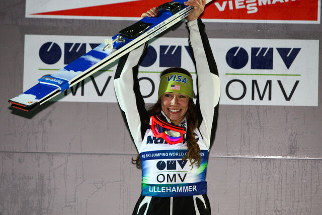 03.12.2011, Lillehammer, Norway (NOR): Sarah Hendrickson (USA), Fluege.de - FIS world cup ski jumping ladies, individual HS100, Lillehammer (NOR). www.nordicfocus.com. Â© Laiho/NordicFocus. Every downloaded picture is fee-liable.