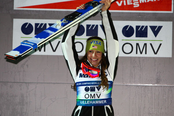 03.12.2011, Lillehammer, Norway (NOR): Sarah Hendrickson (USA), Fluege.de - FIS world cup ski jumping ladies, individual HS100, Lillehammer (NOR). www.nordicfocus.com. Â© Laiho/NordicFocus. Every downloaded picture is fee-liable. NordicFocus