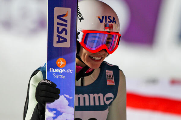 03.12.2011, Lillehammer, Norway (NOR): Sarah Hendrickson (USA), Fluege.de - FIS world cup ski jumping ladies, individual HS100, Lillehammer (NOR). www.nordicfocus.com. Â© Laiho/NordicFocus. Every downloaded picture is fee-liable. NordicFocus