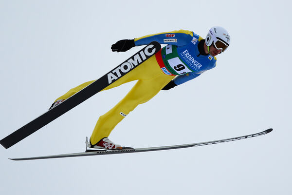 07.01.2012, Oberstdorf, Germany (GER): Sebastian Lacroix (FRA), Atomic, Salomon, One Way, Julbo - FIS world cup nordic combined, team HS106/4x5km, Oberstdorf (GER). www.nordicfocus.com. Â© Laiho/NordicFocus. Every downloaded picture is fee-liable. NordicFocus