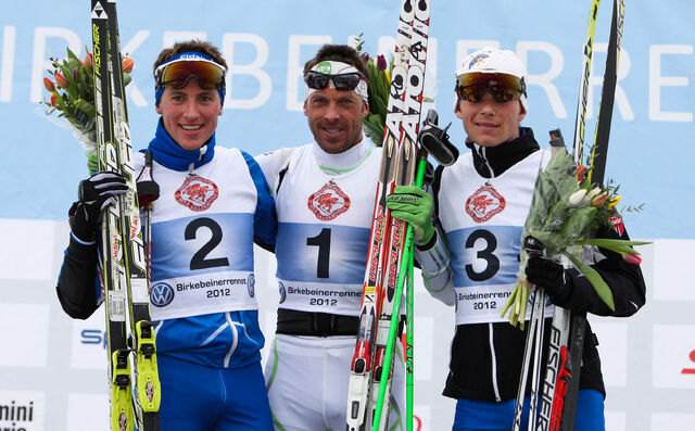 17.03.2012, Rena, Norway (NOR): (l-r) Roger Aa Djupvik (NOR), Anders Aukland (NOR), Team X-tra personell, Atomic, KV+ and Espen Harald Bjerke (NOR) - FIS Marathon Cup Birkebeinerrennet, Rena (NOR). www.nordicfocus.com.© Laiho/NordicFocus. Every download