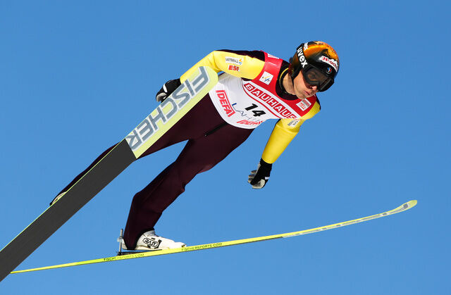 04.03.2012, Lahti, Finland (FIN): Vincent Descombes Sevoie (FRA), Fischer - FIS world cup ski jumping, individual HS97, Lahti (FIN). www.nordicfocus.com. Â© Laiho/NordicFocus. Every downloaded picture is fee-liable.