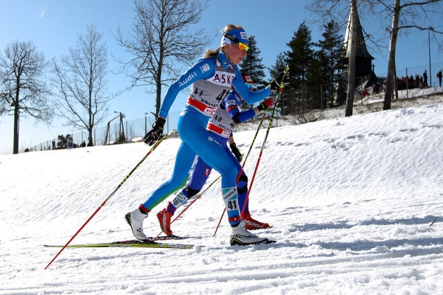 11.03.2012, Oslo, Norway (NOR): Debora Agreiter (ITA), Fischer, Leki, Rottefella - FIS world cup cross-country, 30km mass women, Oslo (NOR). www.nordicfocus.com.Â© Laiho/NordicFocus. Every downloaded picture is fee-liable.
