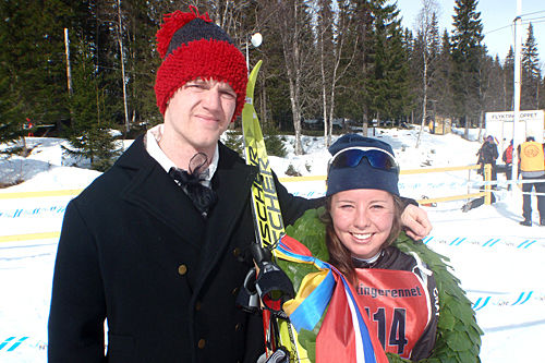 LISA DAHL, Offerdal vann juniorklassen i Flyktningerennet i Gäddede före klubbkompisen Hedda Bångman. Foto: FLYKTNINGERENNET