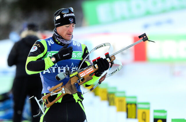 03.02.2012, Holmenkollen, Norway (NOR): Vincent Jay (FRA), Fischer, Rottefella, OneWay - IBU world cup biathlon, training, Holmenkollen (NOR). www.nordicfocus.com. Â© Laiho/NordicFocus. Every downloaded picture is fee-liable.