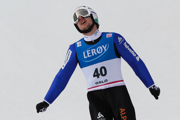 11.03.2012, Oslo, Norway (NOR): Simon Ammann (SUI), Fischer - FIS world cup ski jumping, individual HS134, Oslo (NOR). www.nordicfocus.com.Â© Laiho/NordicFocus. Every downloaded picture is fee-liable. NordicFocus