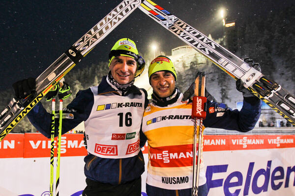 01.12.2012, Kuusamo, Finland (FIN): (l-r) Sebastian Lacroix (FRA), Atomic, Salomon, One Way and Jason Lamy Chappuis (FRA), Salomon, Swix, One Way - FIS world cup nordic combined, individual gundersen HS142/10km, Kuusamo (FIN). www.nordicfocus.com. © Lai NordicFocus