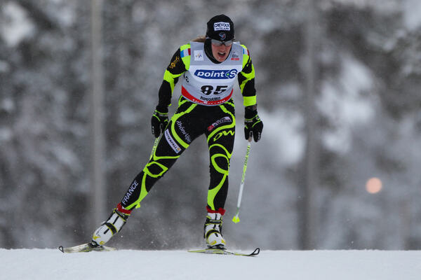 01.12.2012, Kuusamo, Finland (FIN): Coraline Hugue (FRA), Fischer, One Way, Rottefella - FIS world cup cross-country, 5km women, Kuusamo (FIN). www.nordicfocus.com. © Laiho/NordicFocus. Every downloaded picture is fee-liable. NordicFocus