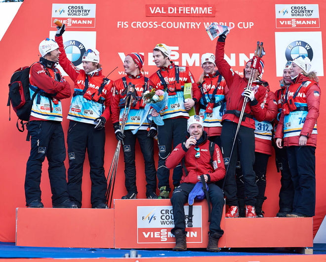 06.01.2013, Val di Fiemme, Italy (ITA): Team Norway- FIS world cup cross-country, tour de ski, final climb men, Val di Fiemme (ITA). www.nordicfocus.com. Â© Felgenhauer/NordicFocus. Every downloaded picture is fee-liable.