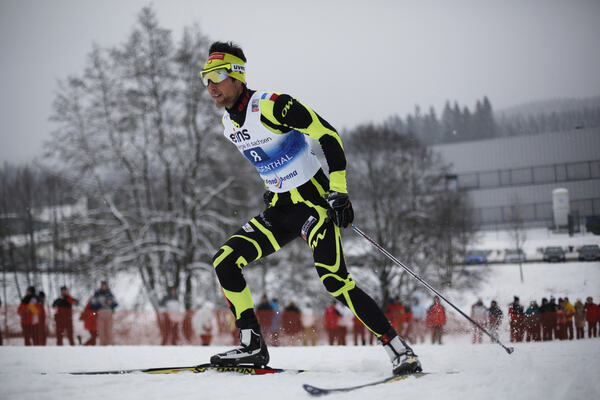 27.01.2013, Klingenthal, Germany (GER): Jason Lamy-Chappuis (FRA), Salomon, Swix, OneWay - FIS world cup nordic combined, penalty HS140/10km, Klingenthal (GER). www.nordicfocus.com. © Domanski/NordicFocus. Every downloaded picture is fee-liable. NordicFocus