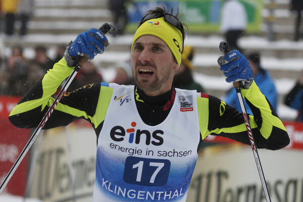 27.01.2013, Klingenthal, Germany (GER): Maxime Laheurte (FRA), Fischer, Rottefella, OneWay- FIS world cup nordic combined, penalty HS140/10km, Klingenthal (GER). www.nordicfocus.com. © Domanski/NordicFocus. Every downloaded picture is fee-liable. NordicFocus
