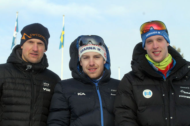 TÄTTRION på herrsidan, fr v: Jerry Ahrlin, Brunflo, Anton Karlsson, Åsarna och Carl Quicklund, Östersund. Foto: THORD ERIC NILSSON