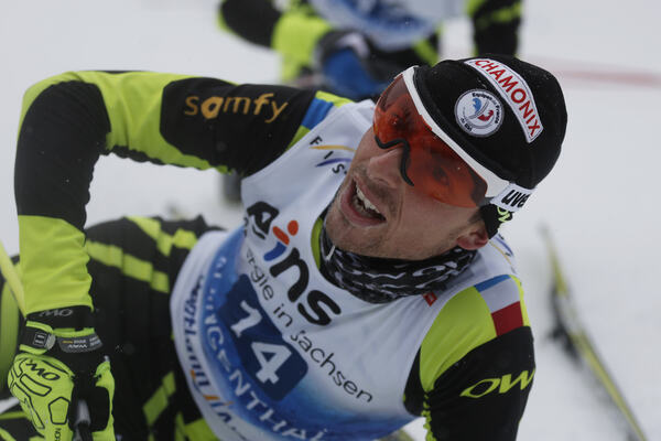 27.01.2013, Klingenthal, Germany (GER): Francois Braud (FRA), Fischer, Rottefella, OneWay- FIS world cup nordic combined, penalty HS140/10km, Klingenthal (GER). www.nordicfocus.com. © Domanski/NordicFocus. Every downloaded picture is fee-liable. NordicFocus
